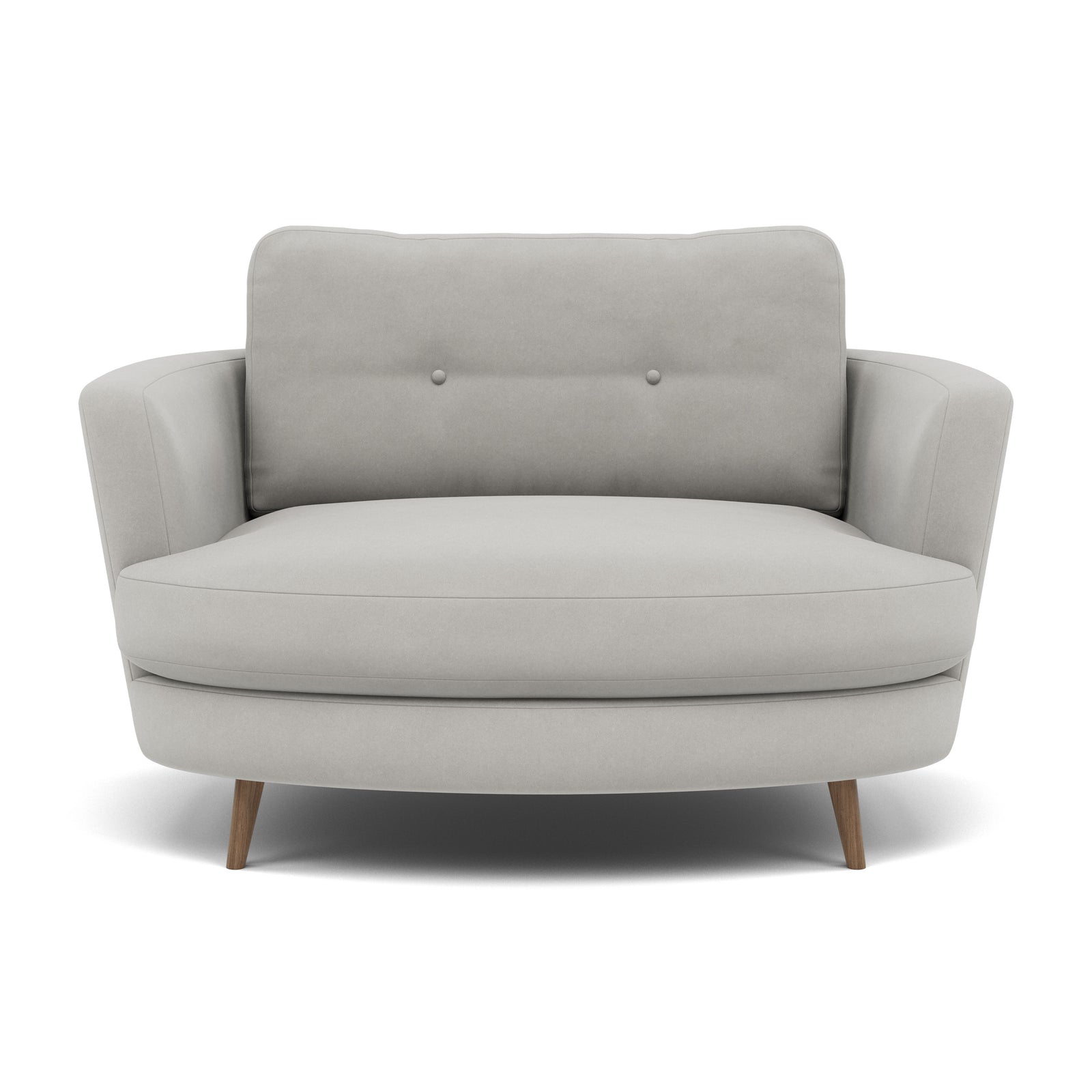 Phoebe Oval Loveseat - Oval Cuddler Grade B Armchairs Sterling Home 16 Plush Velvet Silver Weathered Oak