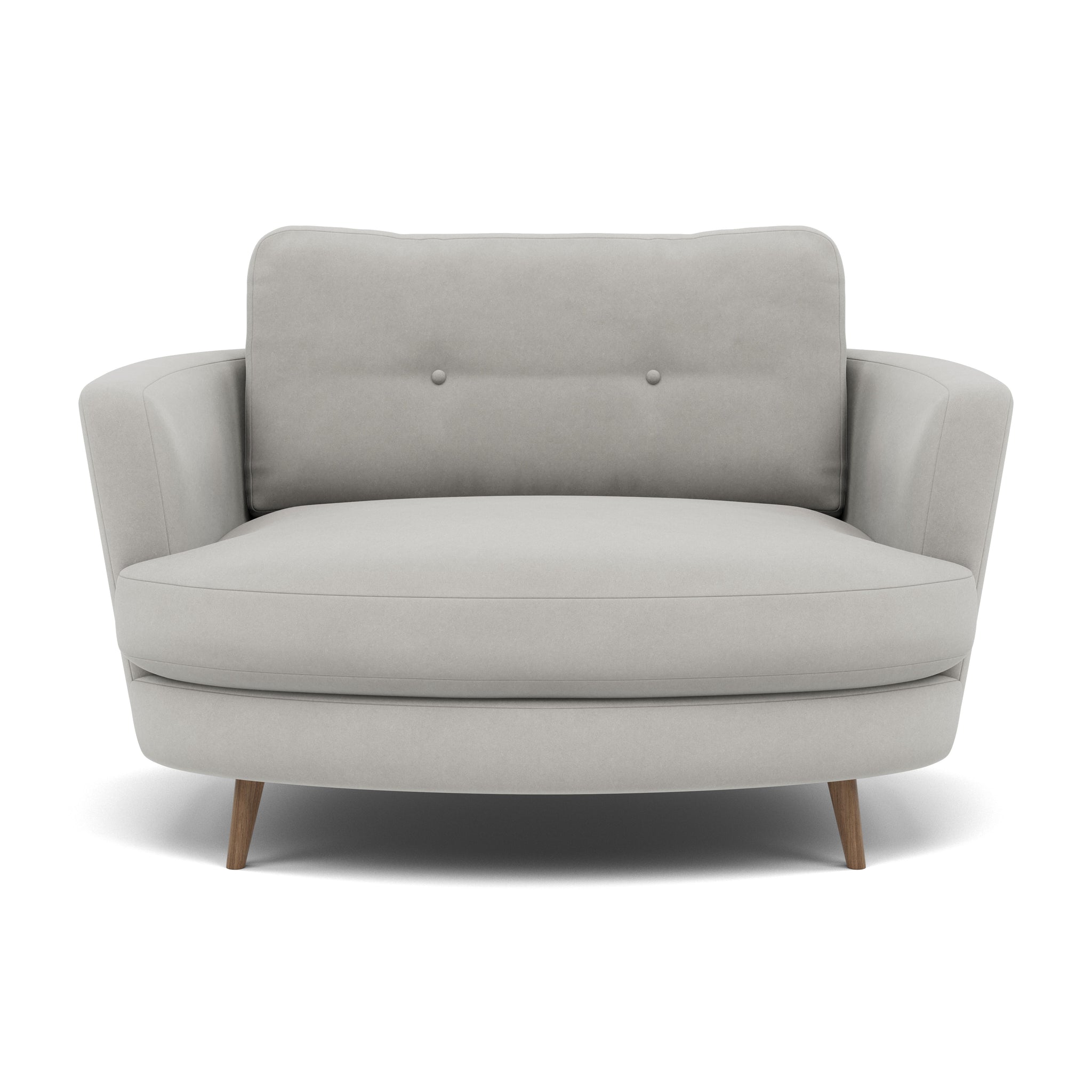 Phoebe Oval Loveseat - Oval Cuddler Grade B Armchairs Sterling Home 16 Plush Velvet Silver Weathered Oak