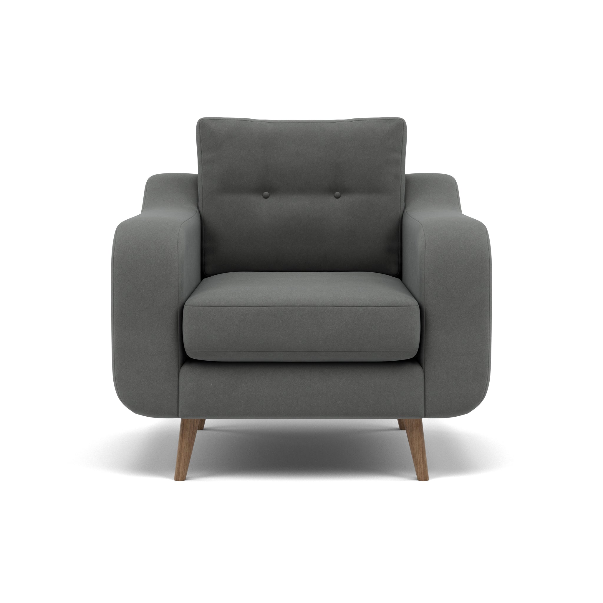 Phoebe Armchair - Chair Grade B Sterling Home 19 Plush Velvet Slate Weathered Oak