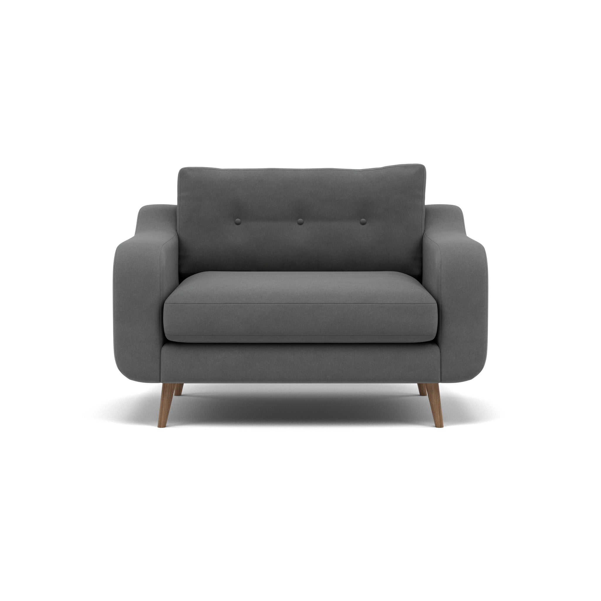Phoebe Loveseat - Snuggler Chair Grade B Loveseats Sterling Home 22 Plush Velvet Slate Weathered Oak
