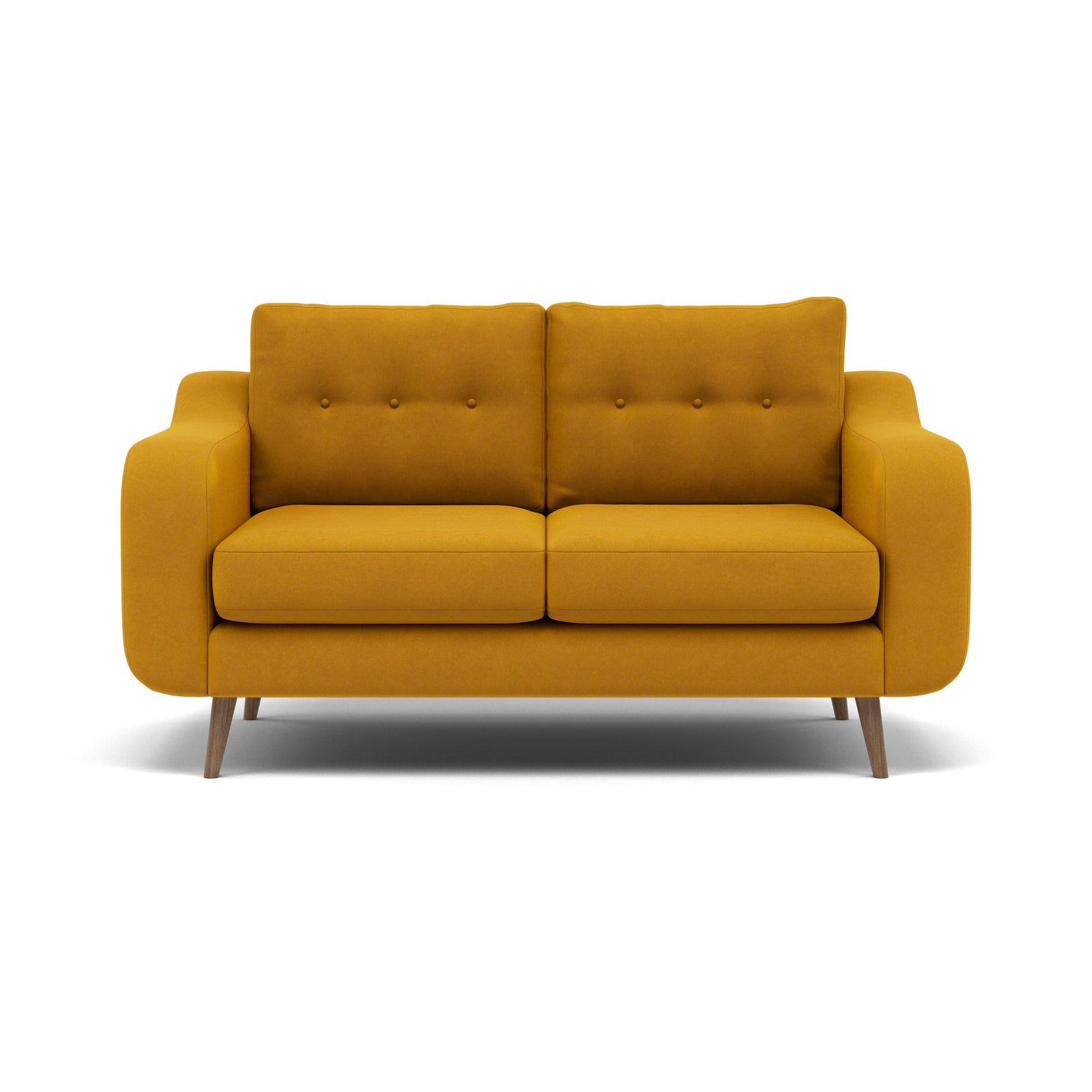 Phoebe 2 Seater Sofa - Small Sofa Standard Back Grade B 2 Seater Sofas Sterling Home 25 Plush Velvet Turmeric Weathered Oak