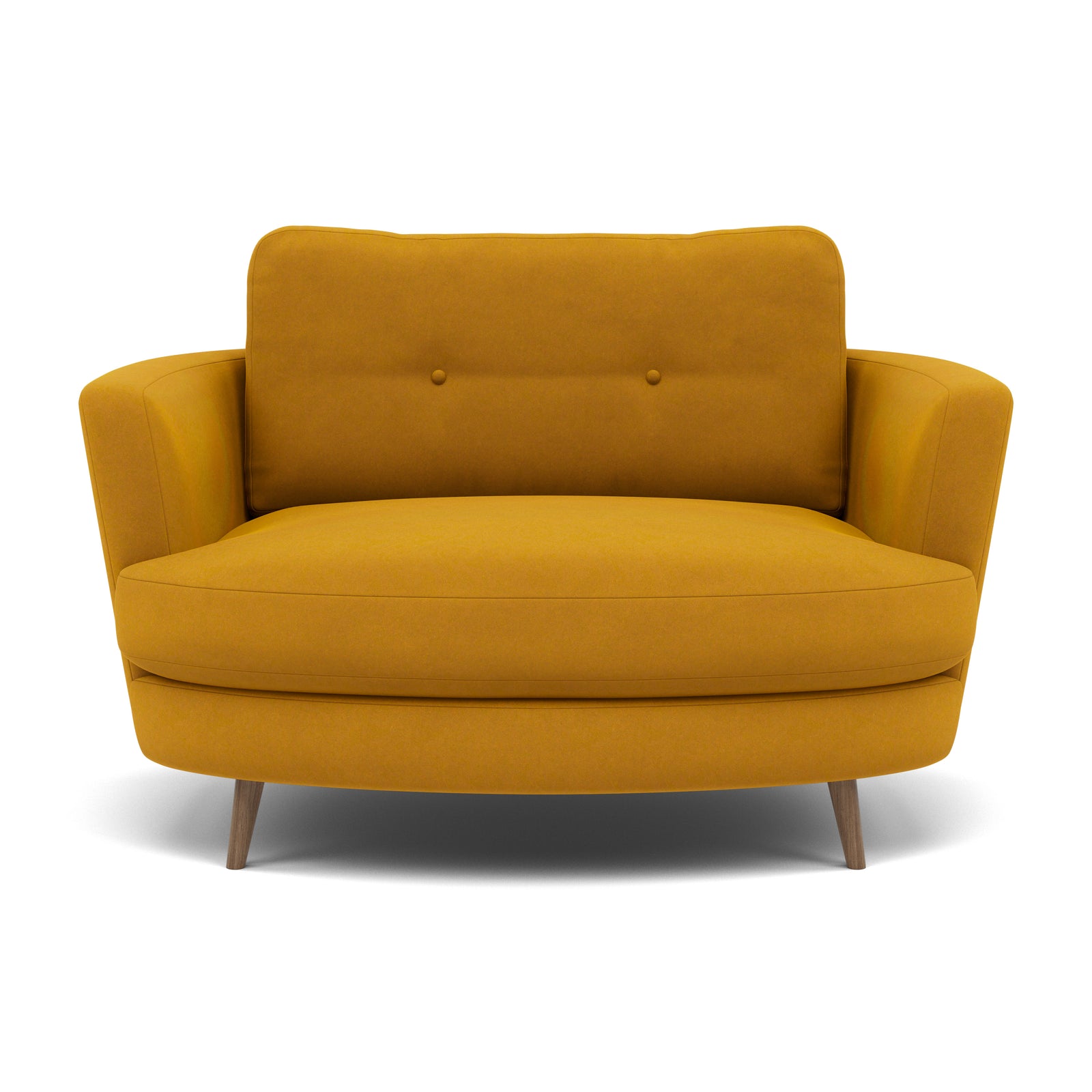 Phoebe Oval Loveseat - Oval Cuddler Grade B Armchairs Sterling Home 23 Plush Velvet Turmeric Weathered Oak