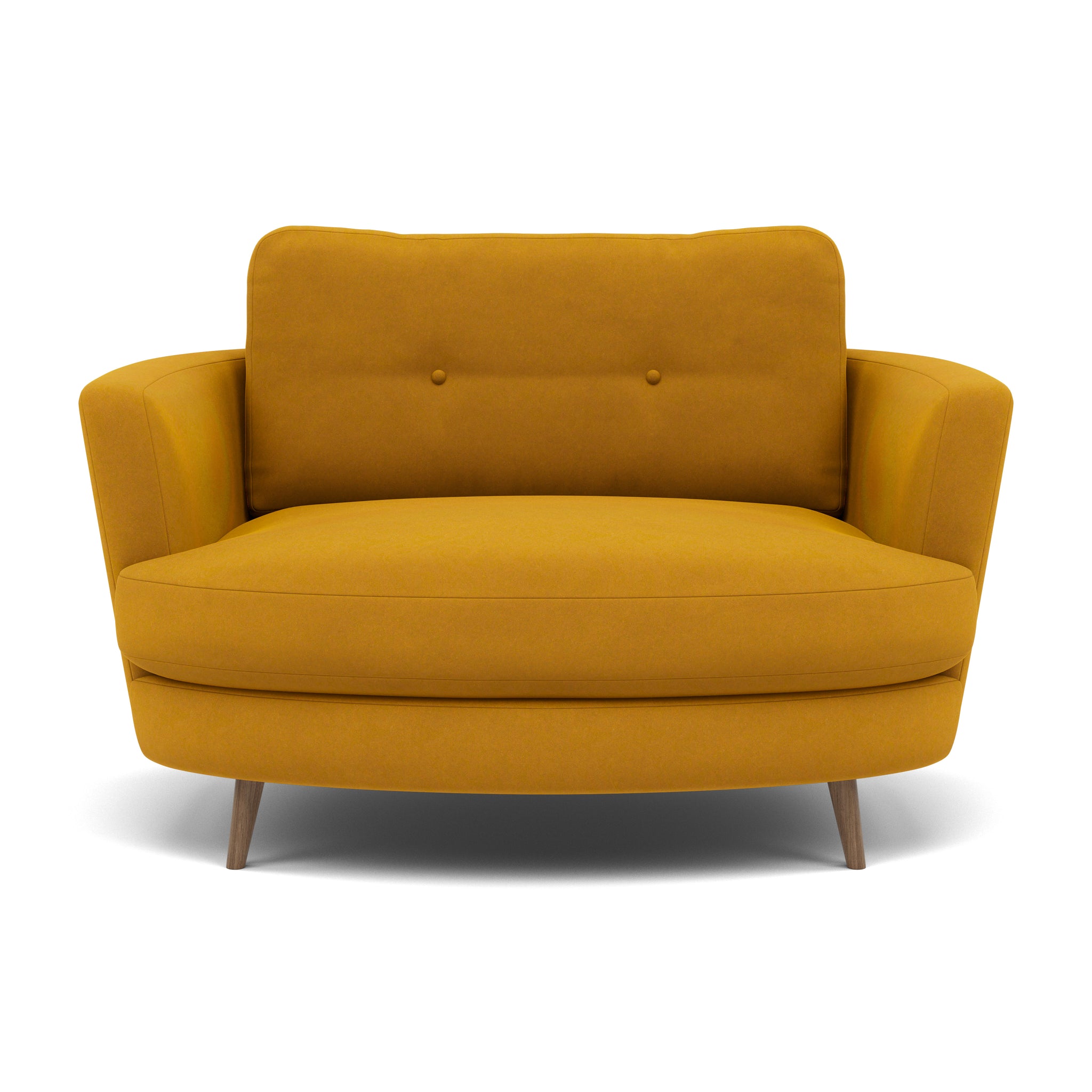 Phoebe Oval Loveseat - Oval Cuddler Grade B Armchairs Sterling Home 23 Plush Velvet Turmeric Weathered Oak