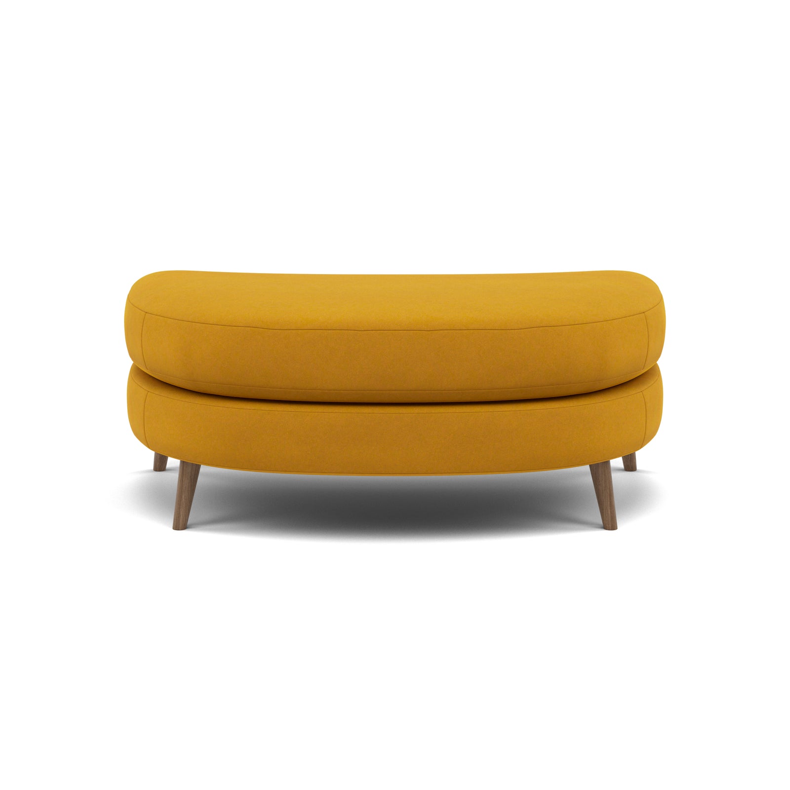 Phoebe Oval Footstool - Oval Cuddler Stool Grade B Footstools Sterling Home 23 Plush Velvet Turmeric Weathered Oak