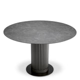 Eichholtz Volterra Round Dining Table Bronze Finish Grey Ceramic Top