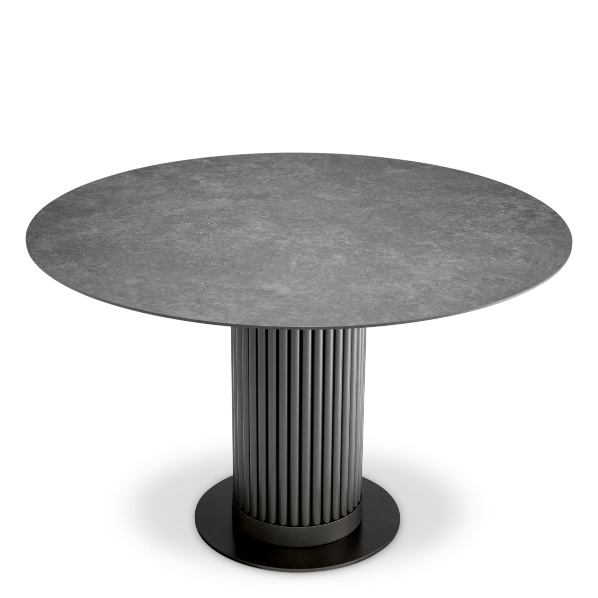 Eichholtz Volterra Round Dining Table Bronze Finish Grey Ceramic Top - Round Dining Table Bronze Finish Grey Ceramic Top Dining Tables Sterling Home 1