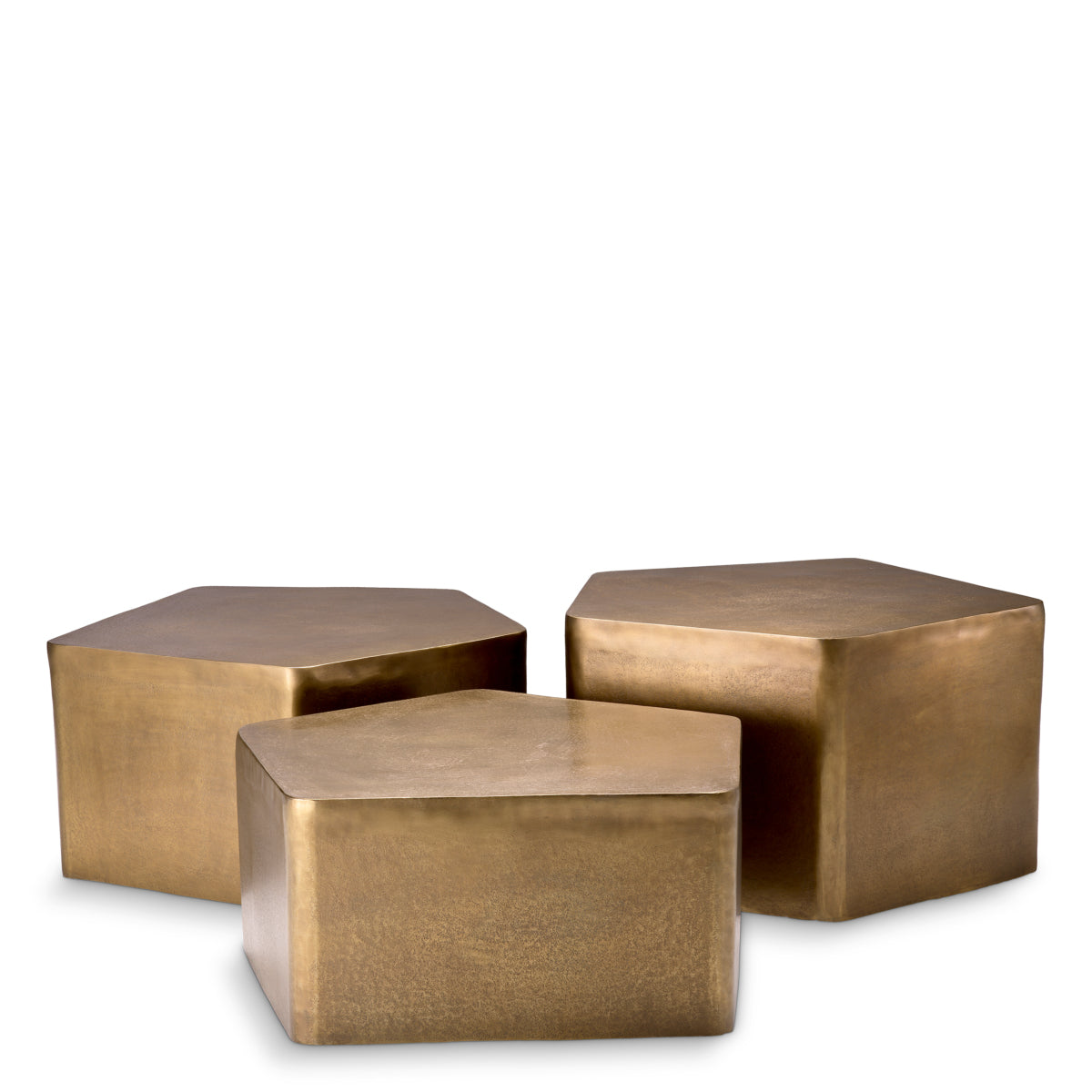 Eichholtz Veenazza Coffee Table Set Of 3 Vintage Brass Finish - Coffee Table Set of 3 Vintage Brass Finish Side Tables Sterling Home 1