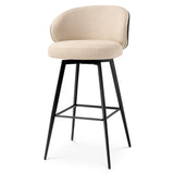 Eichholtz Camerota Swivel Bar Stool Scalea Sand Black Wooden Back & Legs