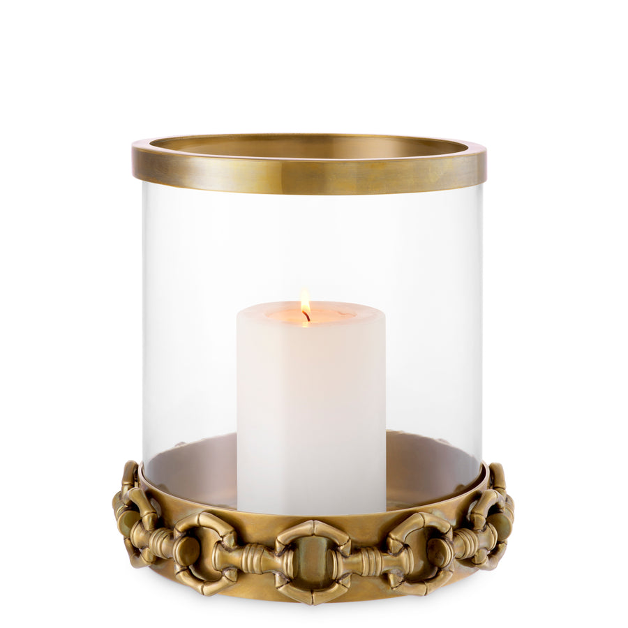 Eichholtz Clementine Small Hurricane Vintage Brass Finish Clear Glass - Clementine S Hurricane Vintage Brass Finish Clear Glass Accessories Sterling Home 1