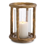 Eichholtz Throne Hurricane Lamp Vintage Brass Finish Clear Glass - Hurricane Throne Vintage Brass Finish Clear Glass Accessories Sterling Home 1