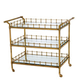 Eichholtz Scarlett Trolley Vintage Brass Finish Clear Bevelled Glass