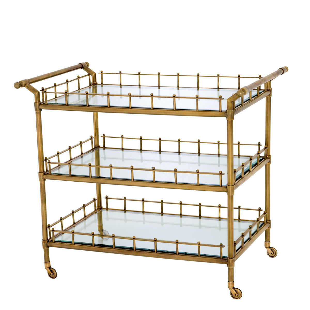Eichholtz Scarlett Trolley Vintage Brass Finish Clear Bevelled Glass - Trolley Vintage Brass Finish Clear Bevelled Glass Accessories Sterling Home 1