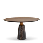 Eichholtz Genova Round Dining Table Grey Marble Mocha Straight Oak Veneer Brushed Brass Finish - Round Dining Table Grey Marble Mocha Straight Oak Veneer Brushed Brass Finish Dining Tables Sterling Home 1
