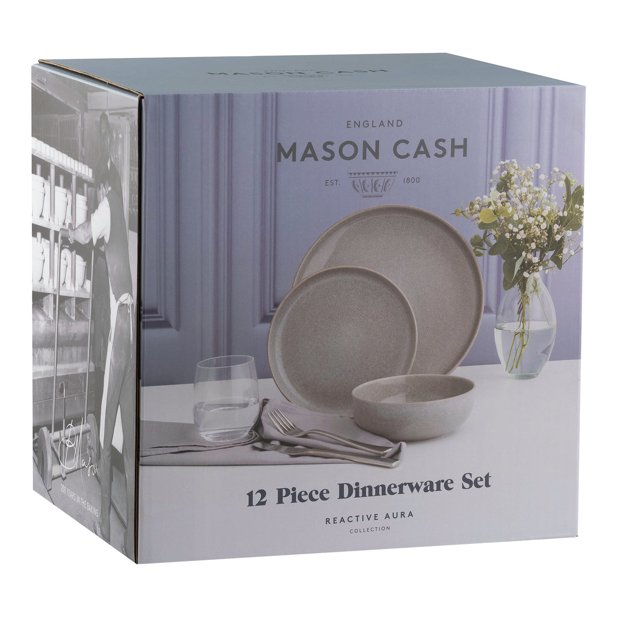 Mason Cash Reactive Aura 12 Piece Grey Dinner Set - MC Reactive Aura 12 Piece Grey Dinner Set