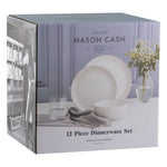 Mason Cash Reactive Ridge White 12 Piece Dinner Set - MC Reactive Ridge White 12 Piece Dinner Set Dinnerware Sets Sterling Home 3