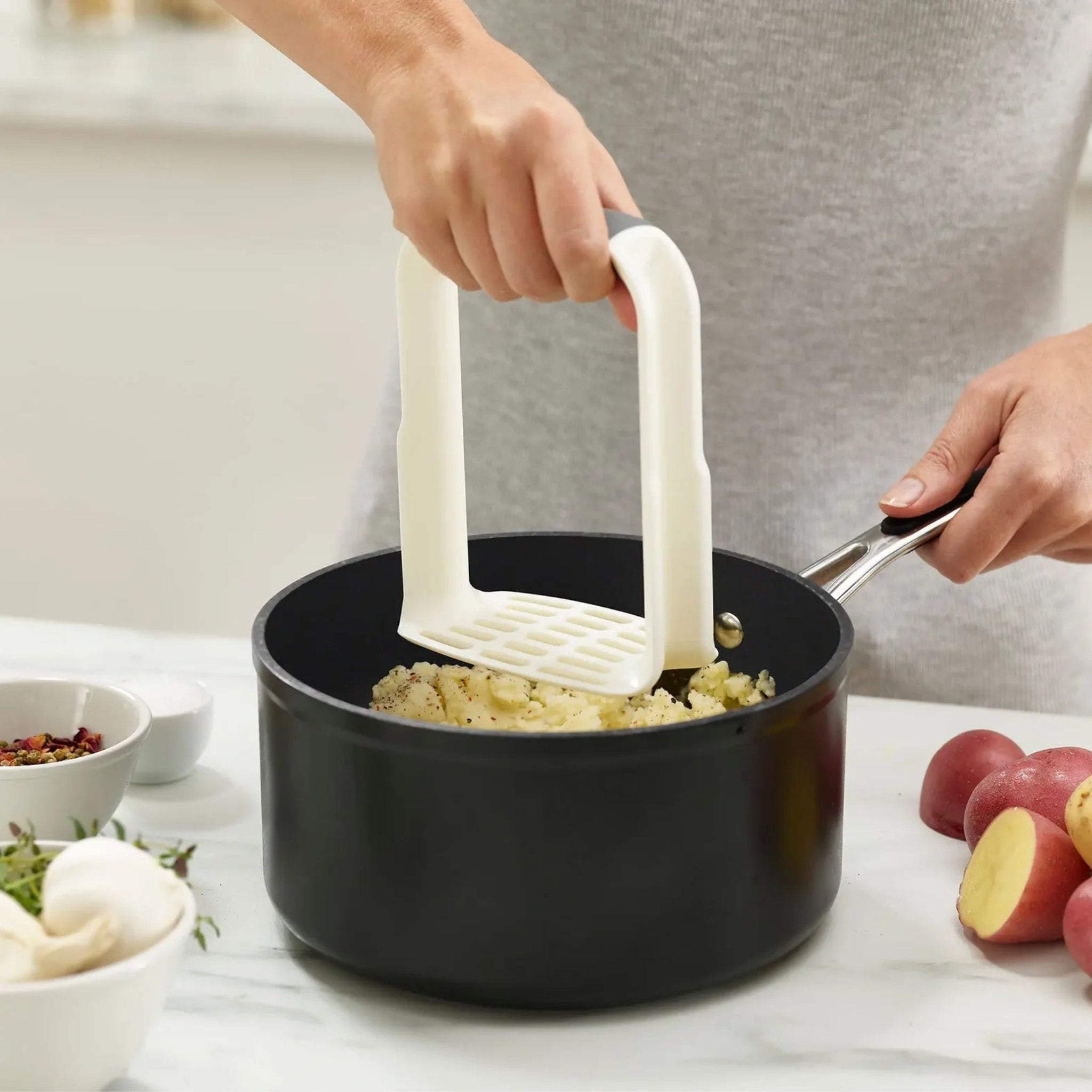 Joseph Joseph White Easy-Mash Potato Masher - Easy-Mash Potato Masher - White Sterling Home 3
