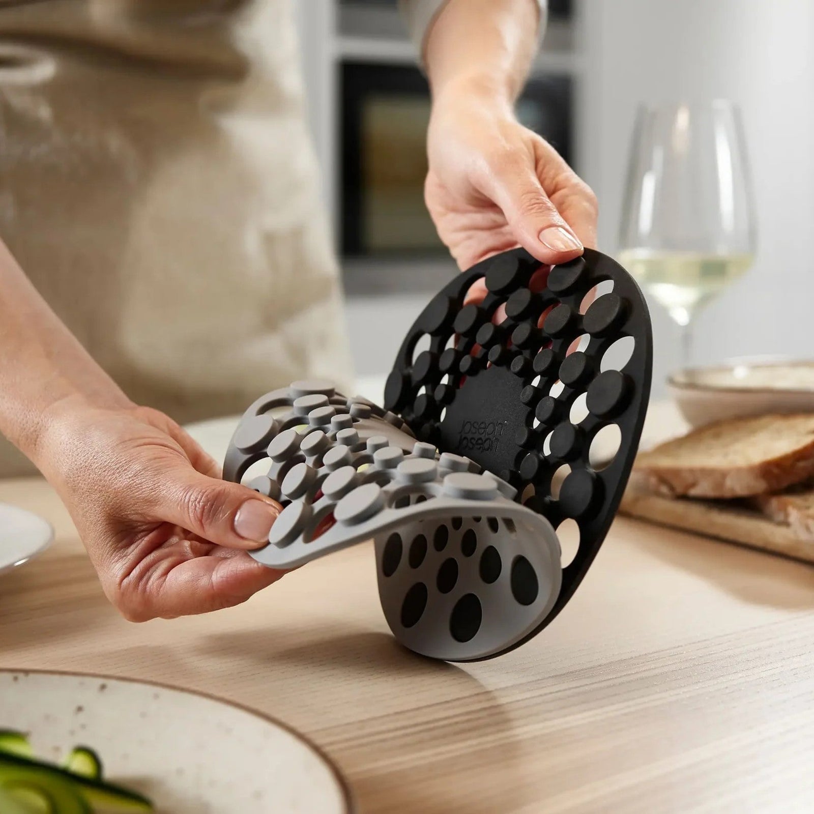 Joseph Joseph Grey Silicone Spot On Set of 2 Round Trivets - Spot-On Set of 2 Silicone Trivets Round Grey Sterling Home 2