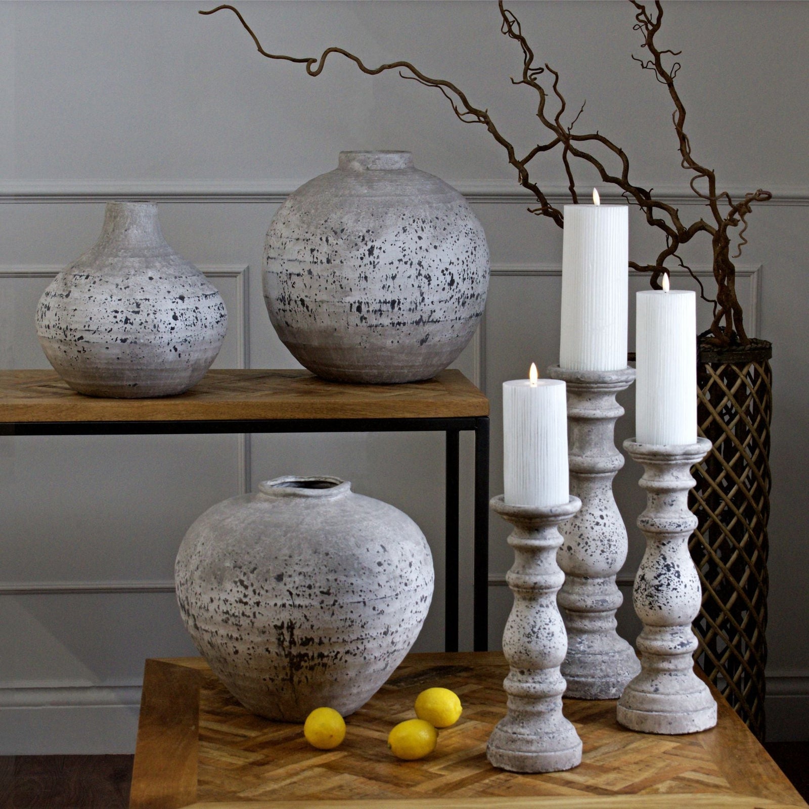 Tiber Large Stone Ceramic Vase - Tiber Large Stone Ceramic Vase 36CM Sterling Home 1
