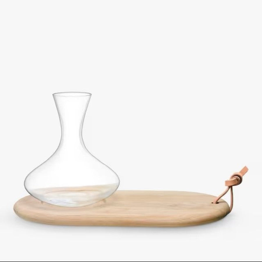 Wine Carafe And Wooden Cheese Board - Wine Carafe 1.4L Oak Cheese Board Set Sterling Home 1