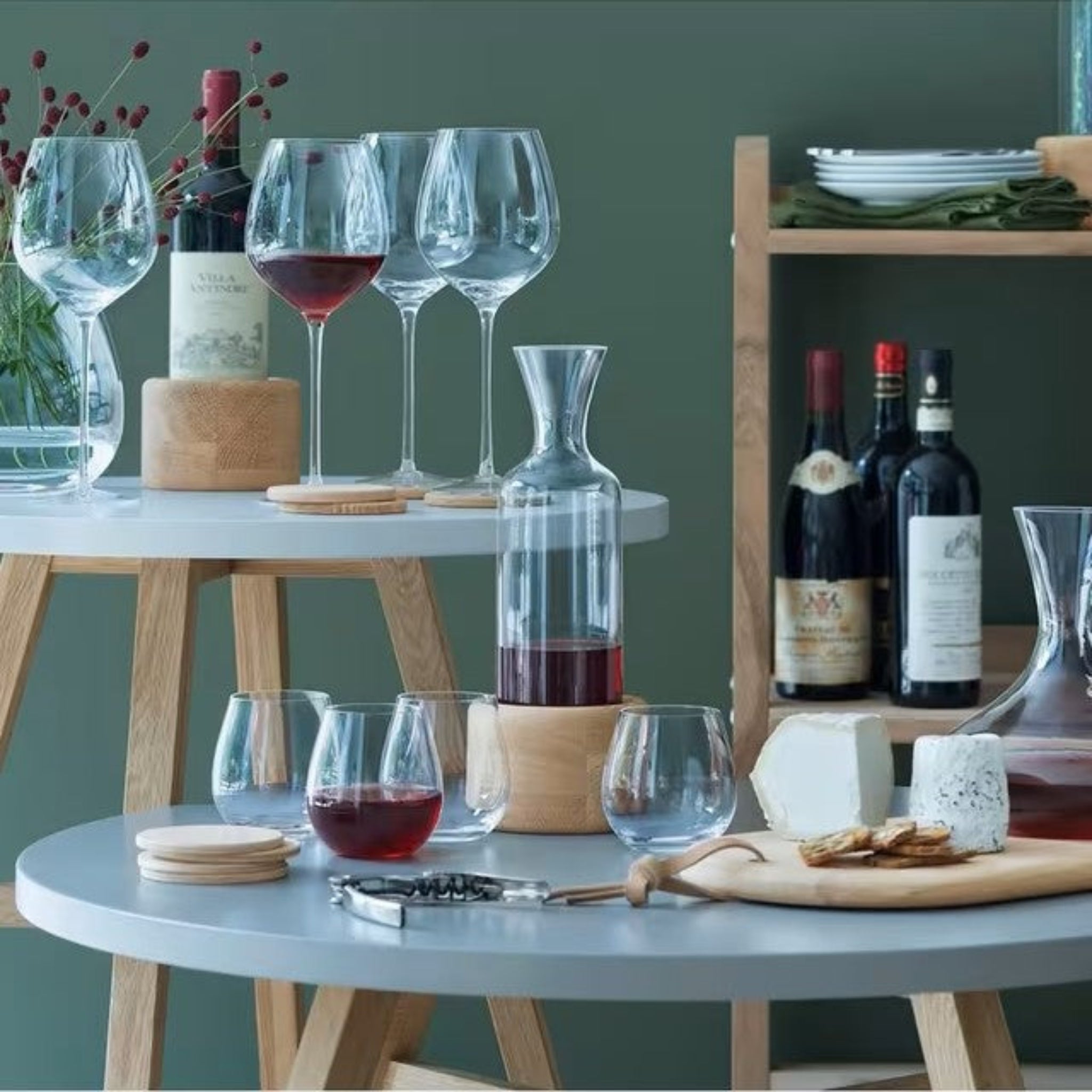 Wine Carafe And Wooden Cheese Board - Wine Carafe 1.4L Oak Cheese Board Set Sterling Home 3