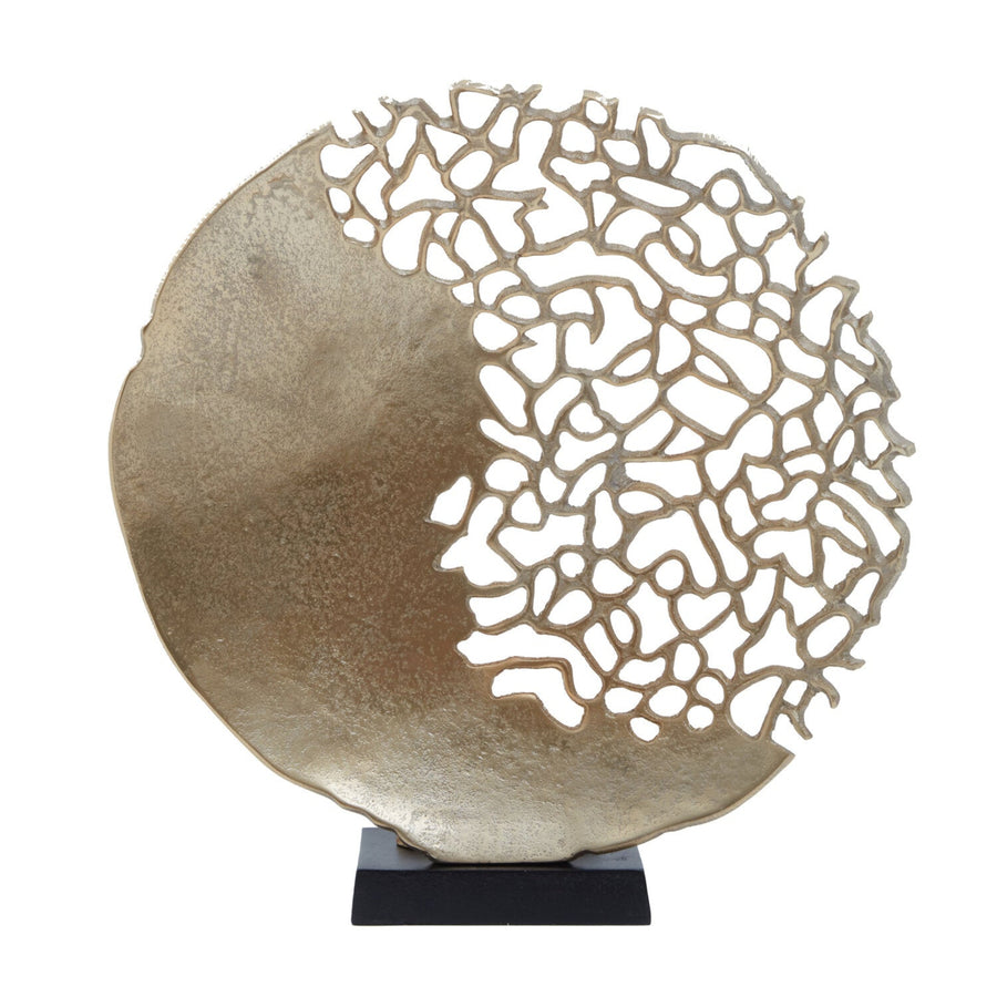 Daito Black and Gold Finish Round Sculpture - Daito Black and Gold Finish Round Sculpture Sterling Home 1
