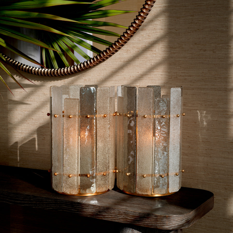 Eichholtz Greyson Hurricane Antique Brass Finish Hand Blown Glass - Greyson Hurricane Antique Brass Finish Hand Blown Glass Accessories Sterling Home 2