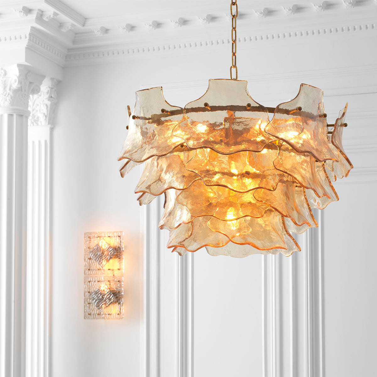 Eichholtz Clarendon Chandelier Antique Brass And Champagne Coloured Glass - Chandelier Clarendon Accessories Sterling Home 2