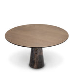 Eichholtz Genova Round Dining Table Grey Marble Mocha Straight Oak Veneer Brushed Brass Finish - Round Dining Table Grey Marble Mocha Straight Oak Veneer Brushed Brass Finish Dining Tables Sterling Home 3