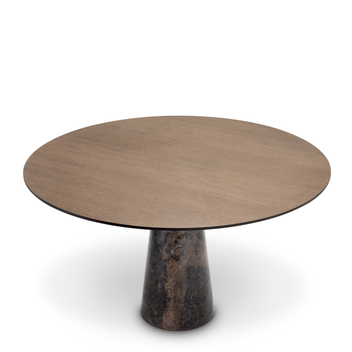 Eichholtz Genova Round Dining Table Grey Marble Mocha Straight Oak Veneer Brushed Brass Finish - Round Dining Table Grey Marble Mocha Straight Oak Veneer Brushed Brass Finish Dining Tables Sterling Home 3