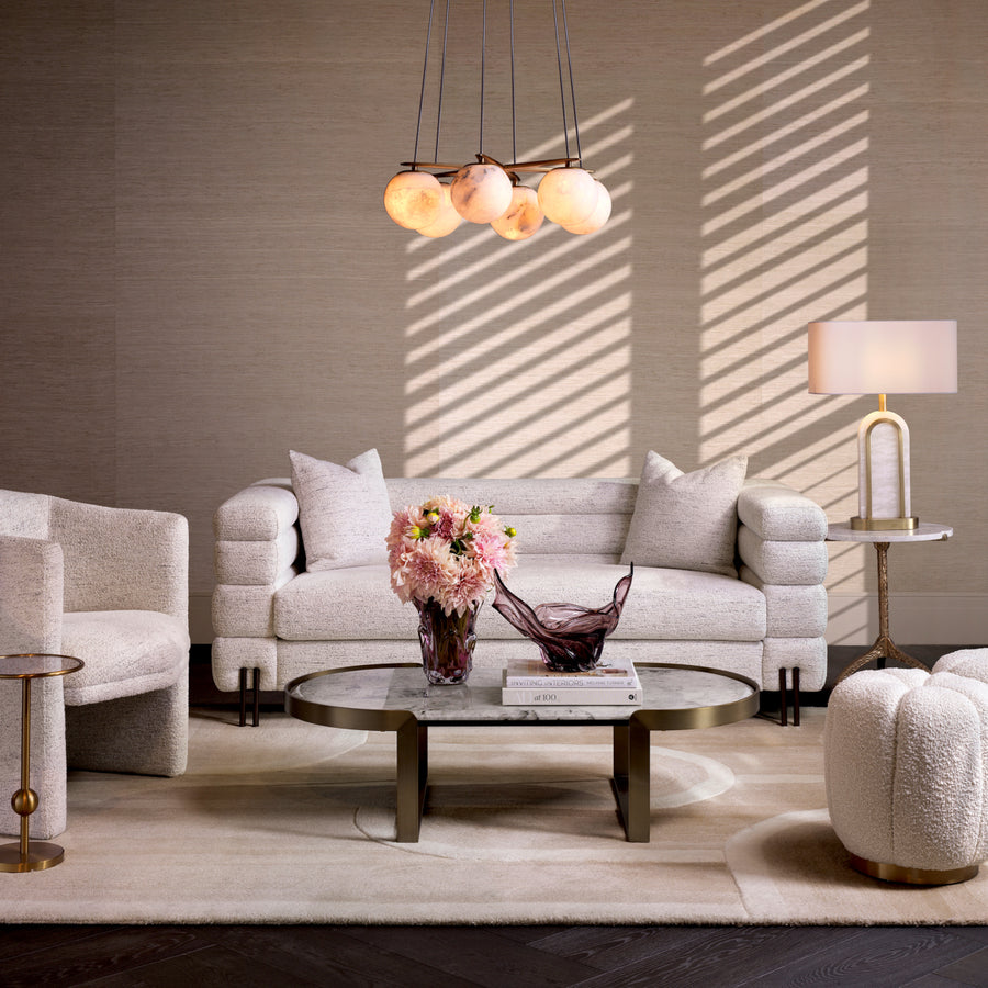 Eichholtz York 2 Seater Sofa Seashell Off-White With Bronze Legs - 2 Seater Sofa Seashell Off-White 2 Seater Sofas Sterling Home 2