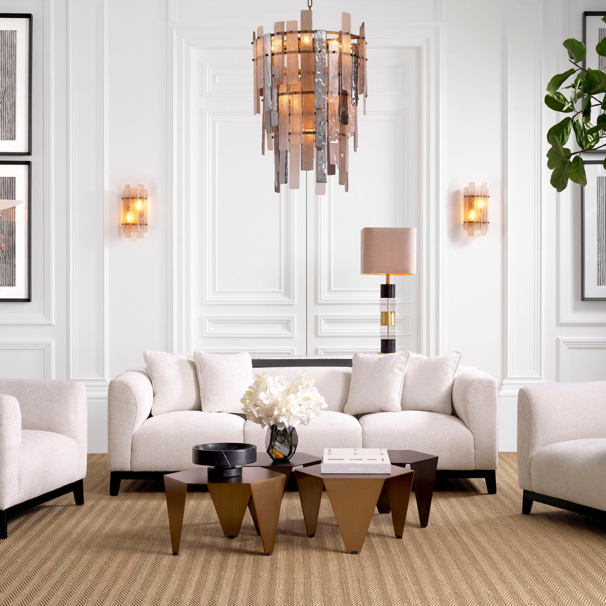 Eichholtz Corso 3 Seater Sofa Lyssa Off-White Black Finish Base - 3 Seater Sofa Lyssa Off-White 3 Seater Sofas Sterling Home 2