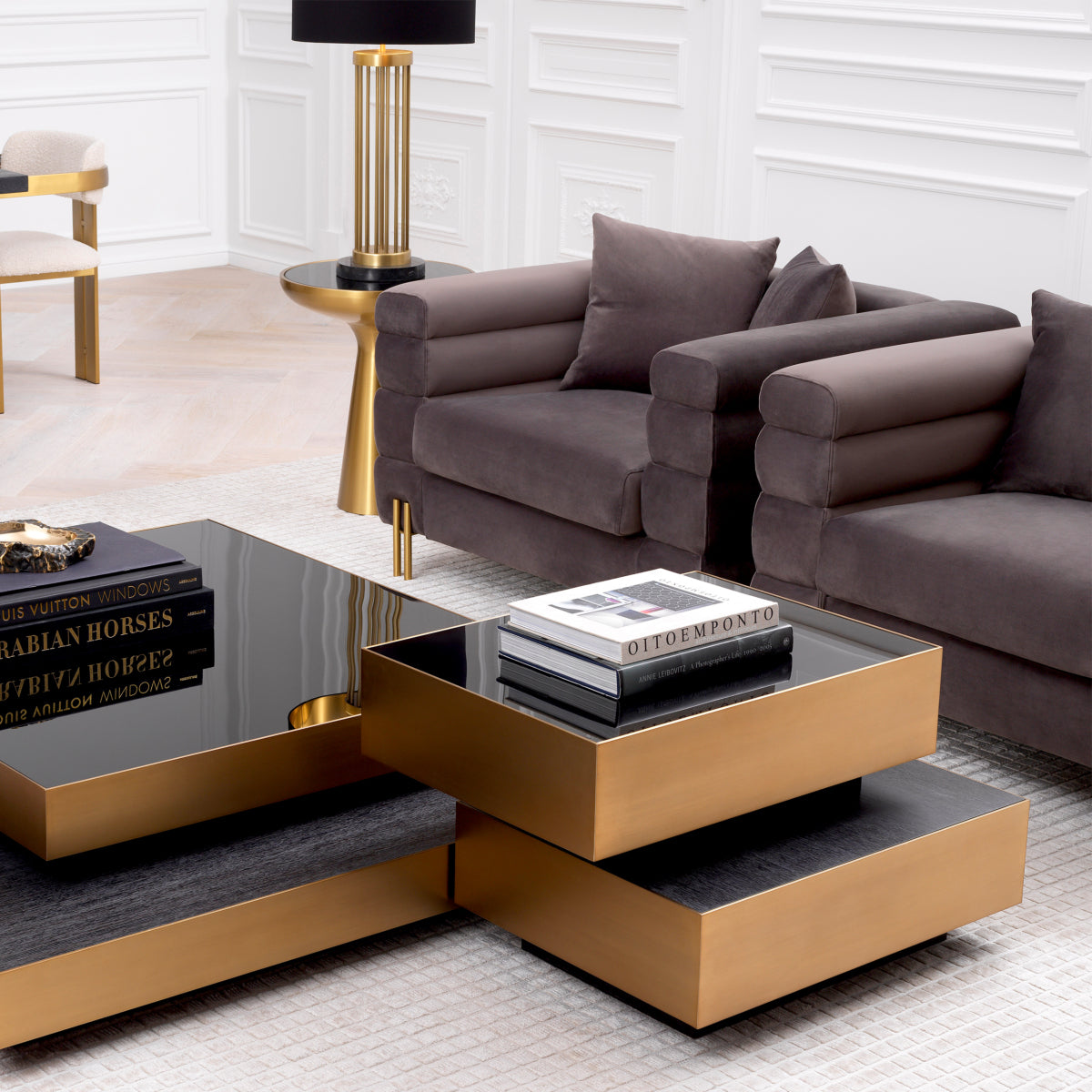 Eichholtz York Armchair Savona Grey Velvet Brushed Brass Legs - Armchair Savona Grey Velvet Armchairs Sterling Home 2