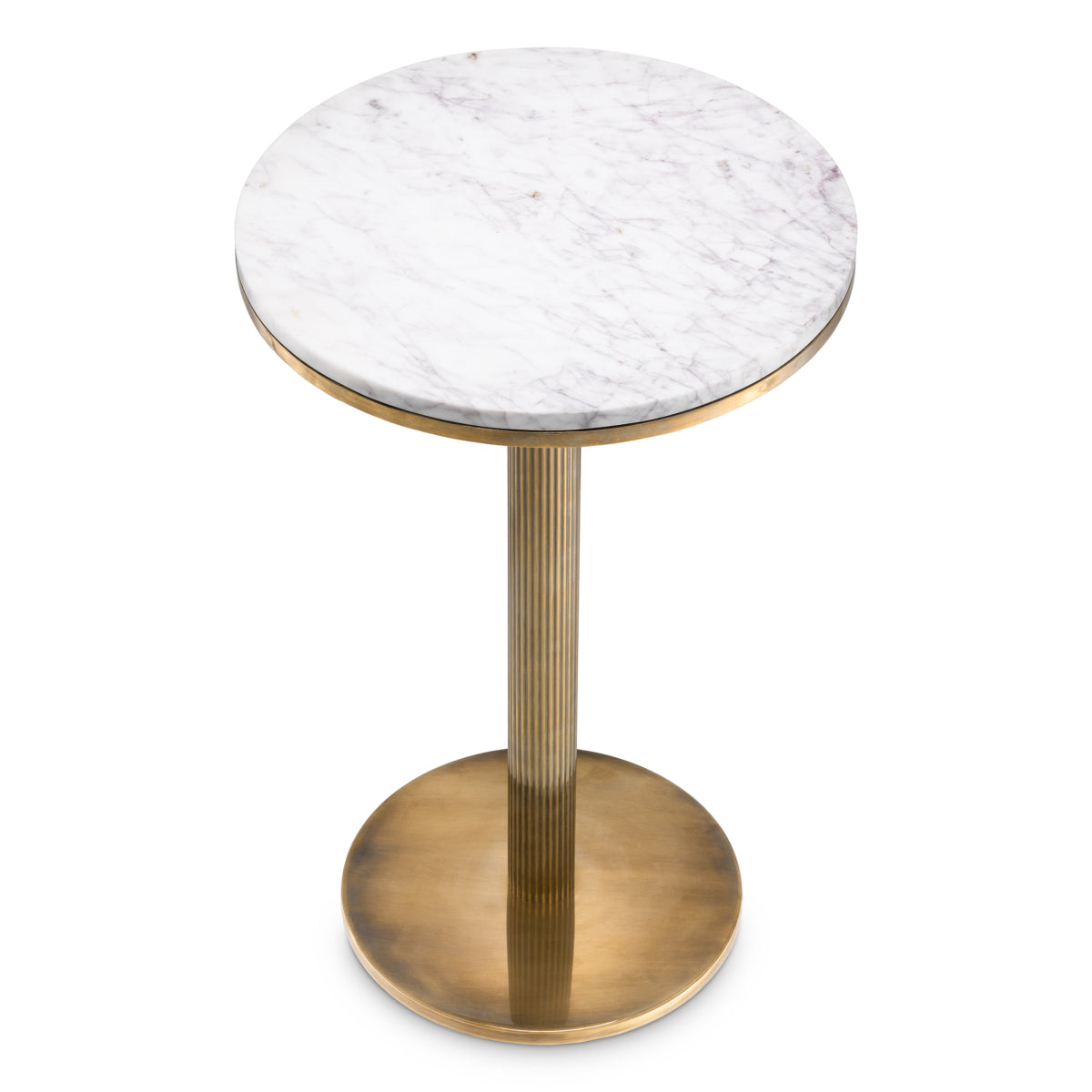 Eichholtz Tavolara Side Table Vintage Brass Finish White Marble Top - Side Table Vintage Brass Finish White Marble Top Side Tables Sterling Home 2