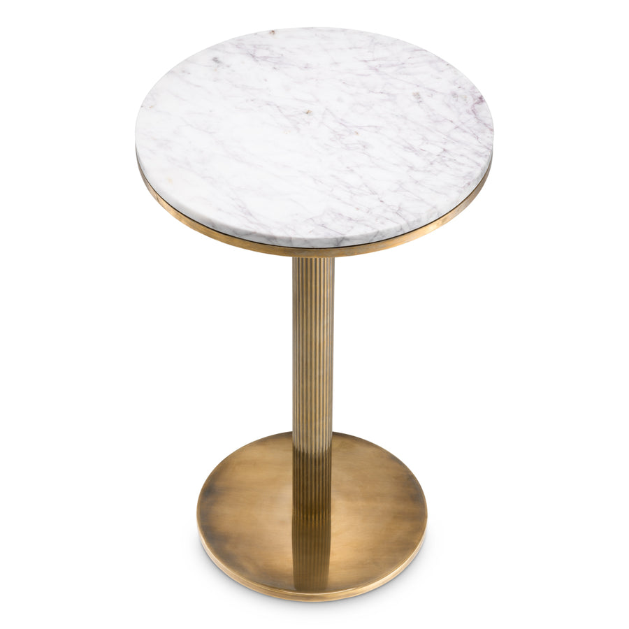Eichholtz Tavolara Side Table Vintage Brass Finish White Marble Top - Side Table Vintage Brass Finish White Marble Top Side Tables Sterling Home 2