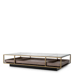 Eichholtz Roxton Coffee Table Brushed Brass Finish Clear Glass Grey Veneer - Coffee Table Brushed Brass Finish Clear Glass Grey Veneer Side Tables Sterling Home 2