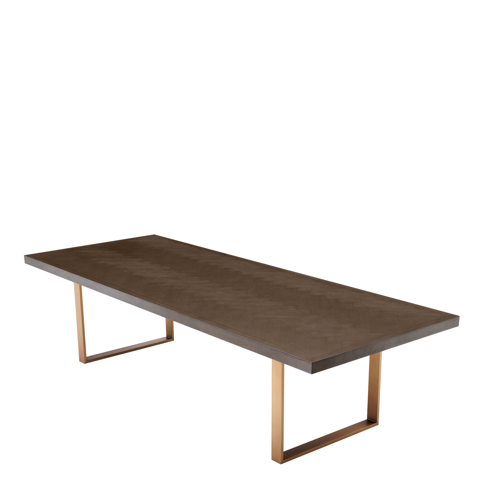 Eichholtz Melchior Dining Table 300cmBrown Oak Veneer / Brushed Brass Finish - Dining Table 300cm Brown Oak Veneer / Brushed Brass Finish Dining Tables Sterling Home 2