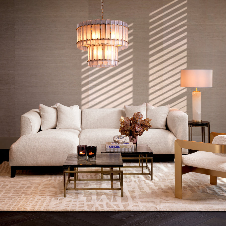 Eichholtz Corso 2 Seater Chaise Left Lyssa Off-White Black Base - 2 Seater Chaise Left Lyssa Off-White Chaise Sofas Sterling Home 2