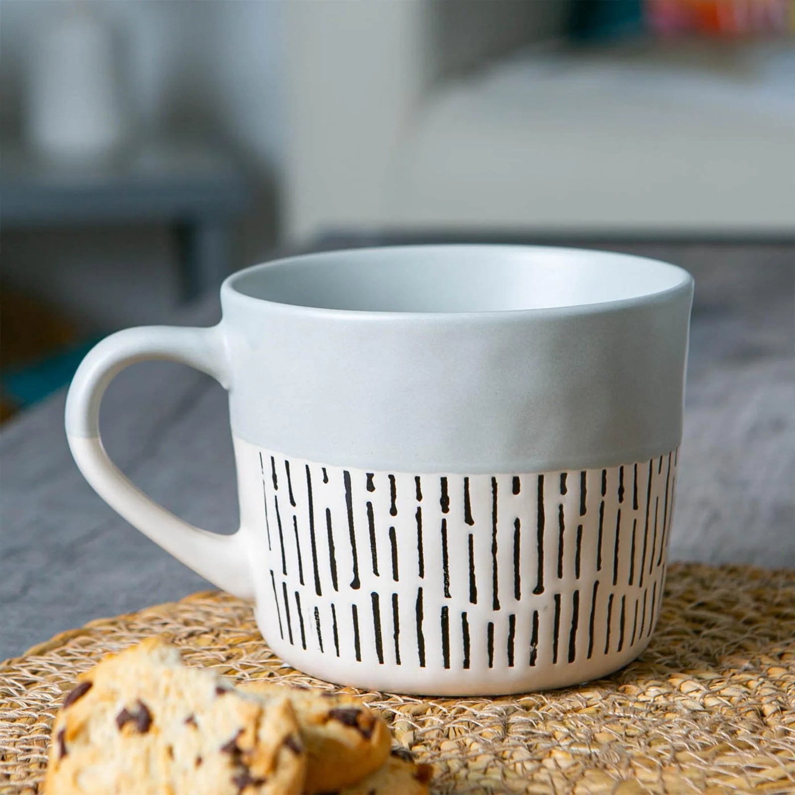 Dash Two Tone Grey Mug - Two Tone Dash Grey Mug Sterling Home 1