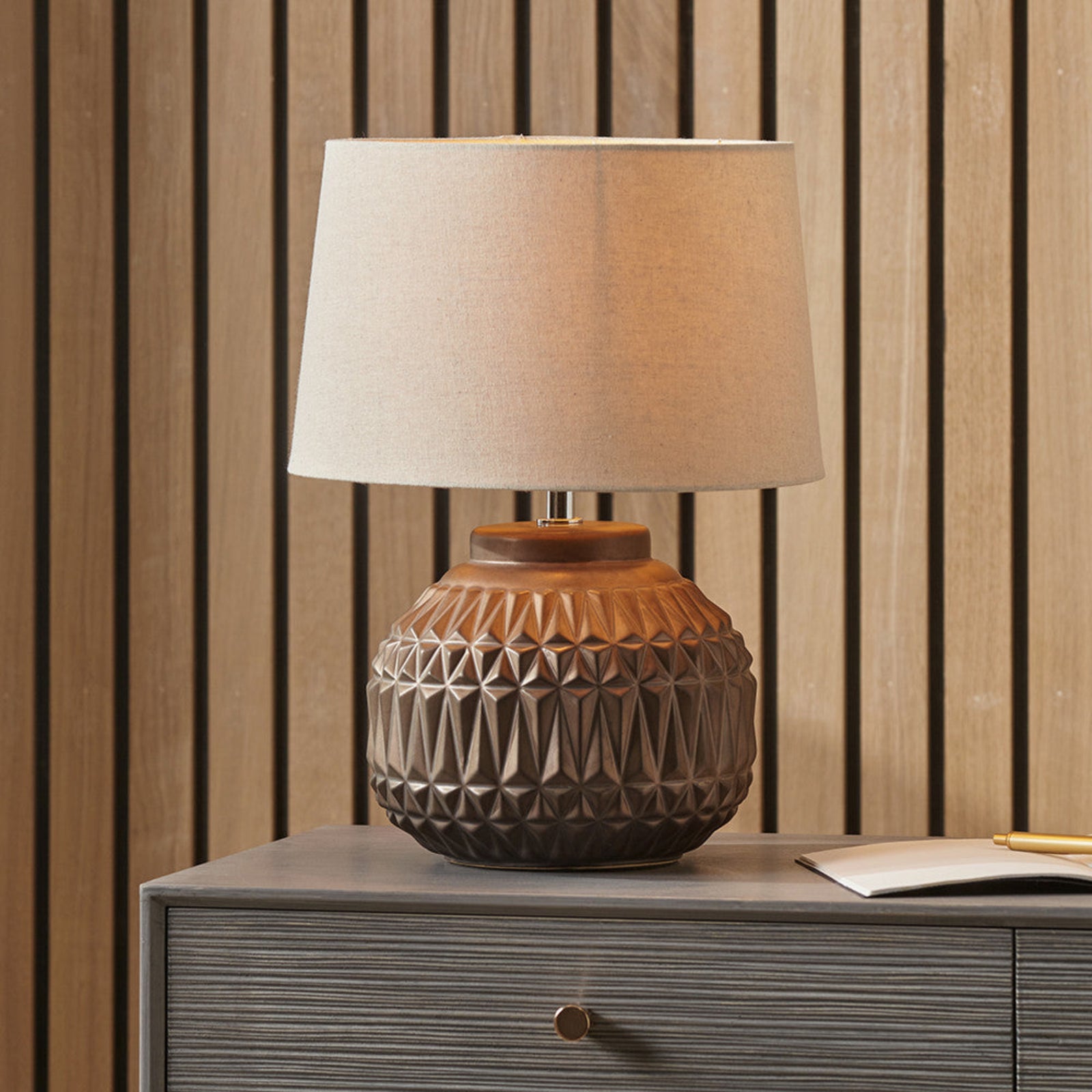 Anneli Bronze Aztec Texture Ceramic Table Lamp - Anneli Bronze Aztec Texture Ceramic Table Lamp Sterling Home 1