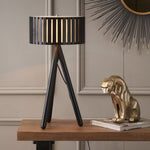 Rabanne Slatted Black Wood Tripod Table Lamp - Rabanne Slatted Black Wood Tripod Table Lamp Sterling Home 1