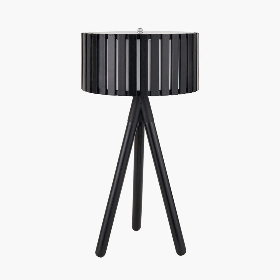 Rabanne Slatted Black Wood Tripod Table Lamp - Rabanne Slatted Black Wood Tripod Table Lamp Sterling Home 2