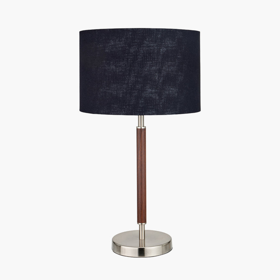 Gianni Brushed Silver and Wood Effect Table Lamp - Gianni Brushed Silver and Wood Effect Table Lamp Sterling Home 2