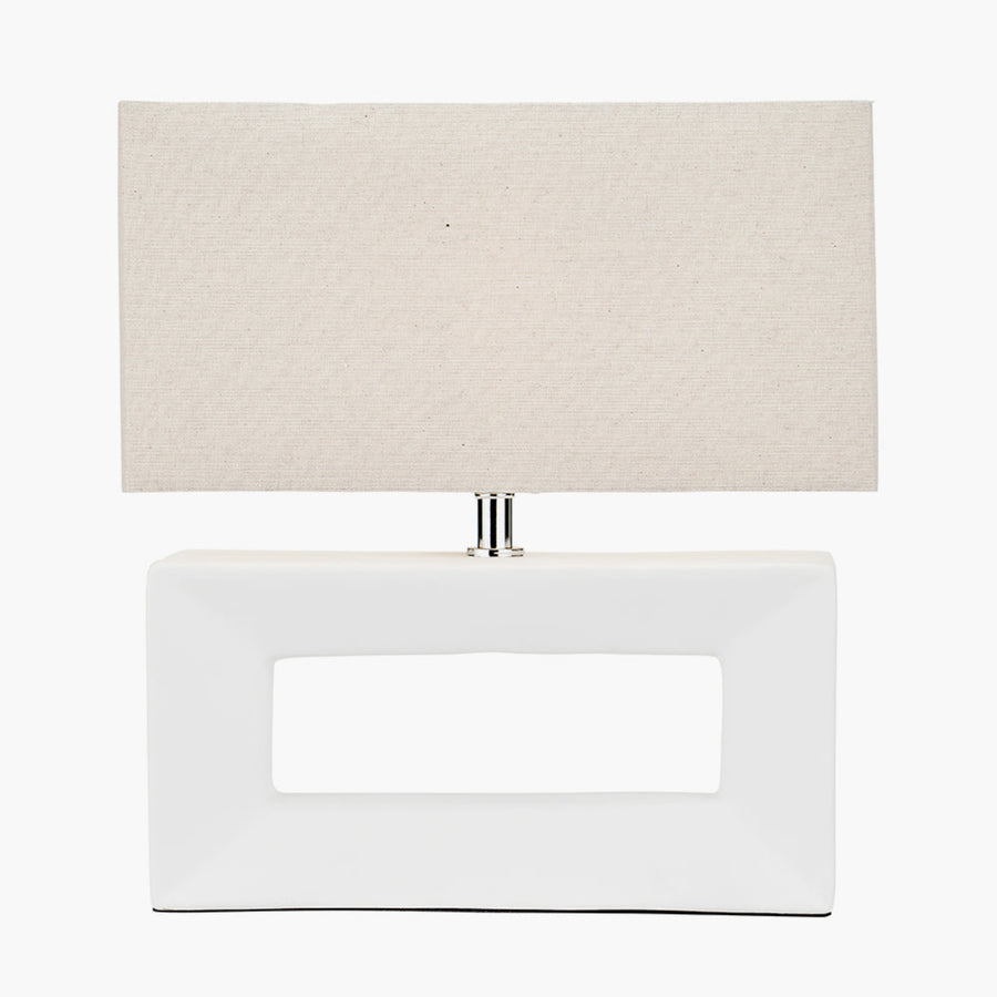 Block White Ceramic Rectangular Table Lamp Sterling Home 2