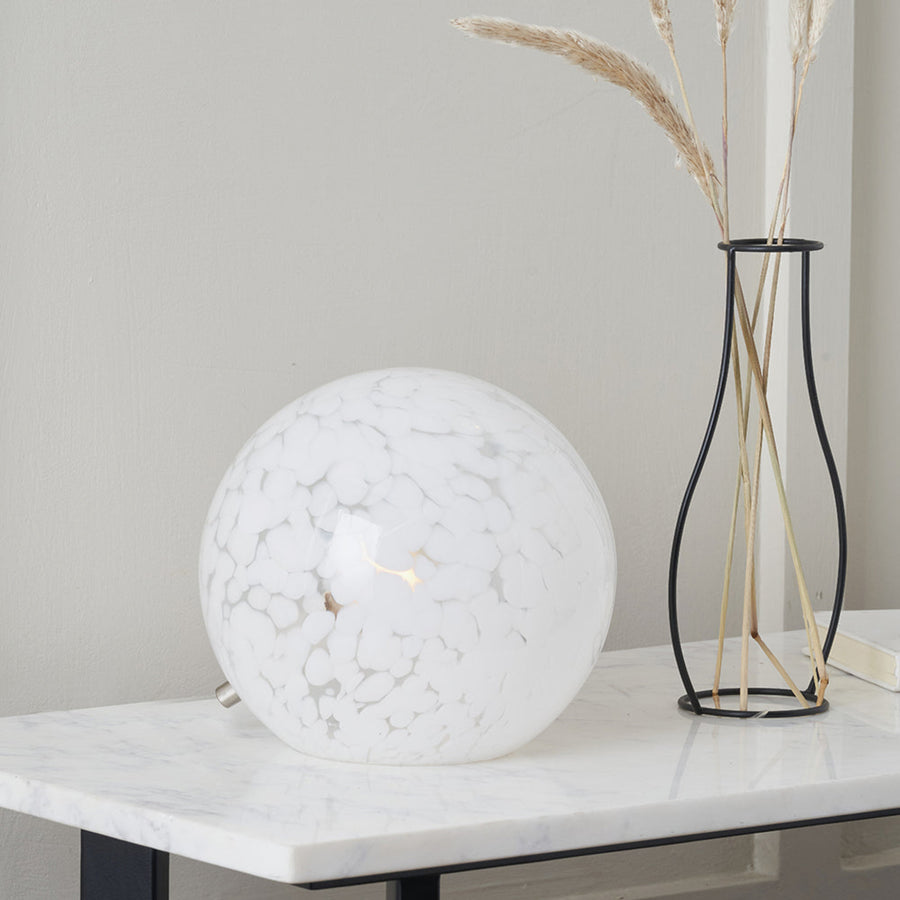 Aurora Speckled White Glass Spherical Table Lamp - Aurora Speckled White Glass Spherical Table Lamp Sterling Home 1