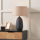 Erika Black Vintage Textured Ceramic Table Lamp