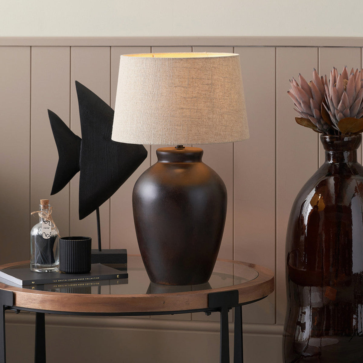 Espresso Black Brown Glaze Effect Ceramic Table Lamp - Espresso Black Brown Glaze Ceramic Table Lamp