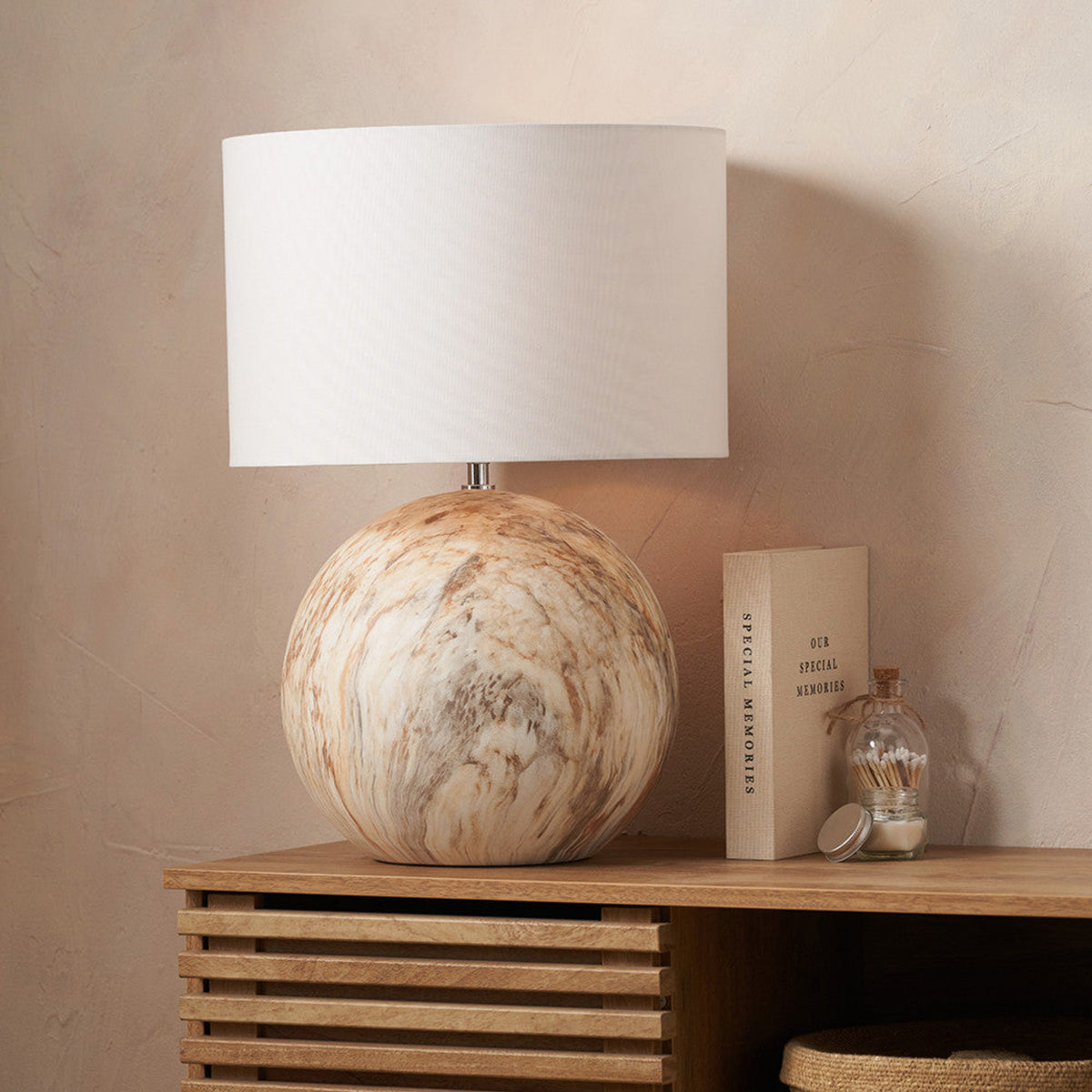 Viejo Large Stone Effect Ceramic Table Lamp - Viejo Natural Large Stone Ceramic Table Lamp