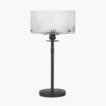 Clara Ribbed Glass Black Metal Round Table Lamp - Clara Ribbed Glass Black Metal Round Table Lamp Table Lamps Sterling Home 1