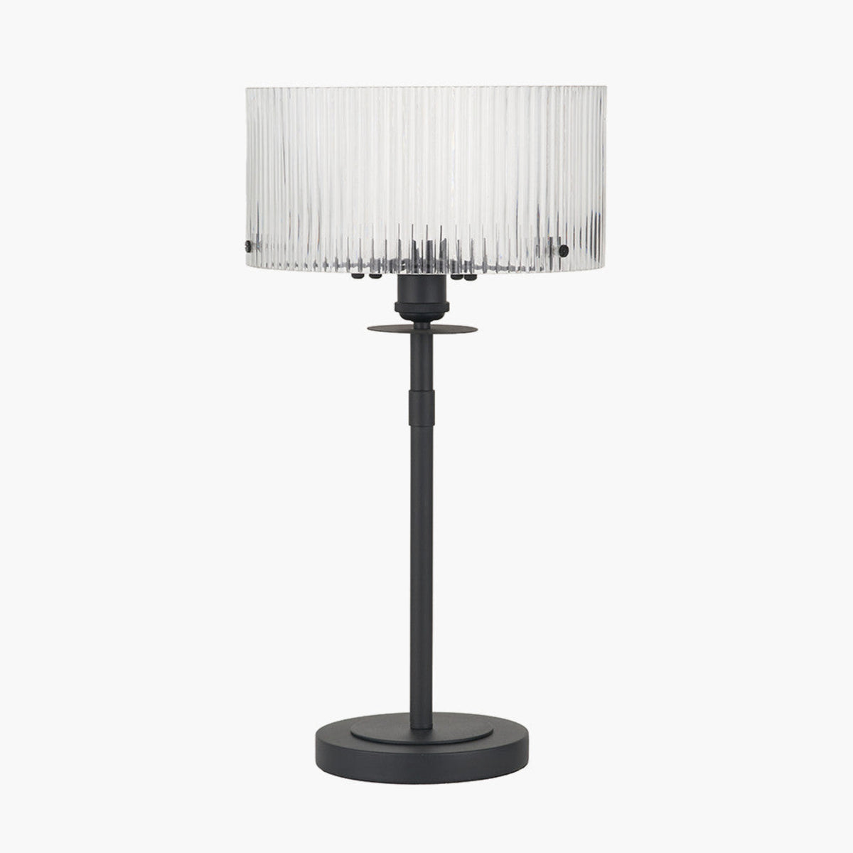 Clara Ribbed Glass Black Metal Round Table Lamp - Clara Ribbed Glass Black Metal Round Table Lamp Table Lamps Sterling Home 1
