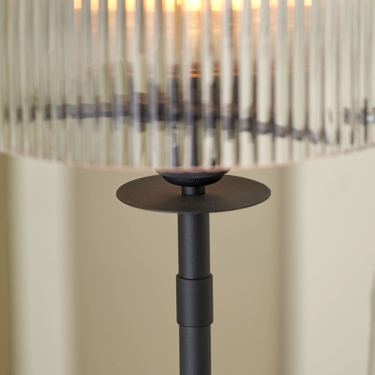 Clara Ribbed Glass Black Metal Round Table Lamp - Clara Ribbed Glass Black Metal Round Table Lamp Table Lamps Sterling Home 4